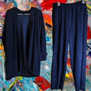 Robby Len Large Navy blue lightweight pants and jacket. Travel, office, party